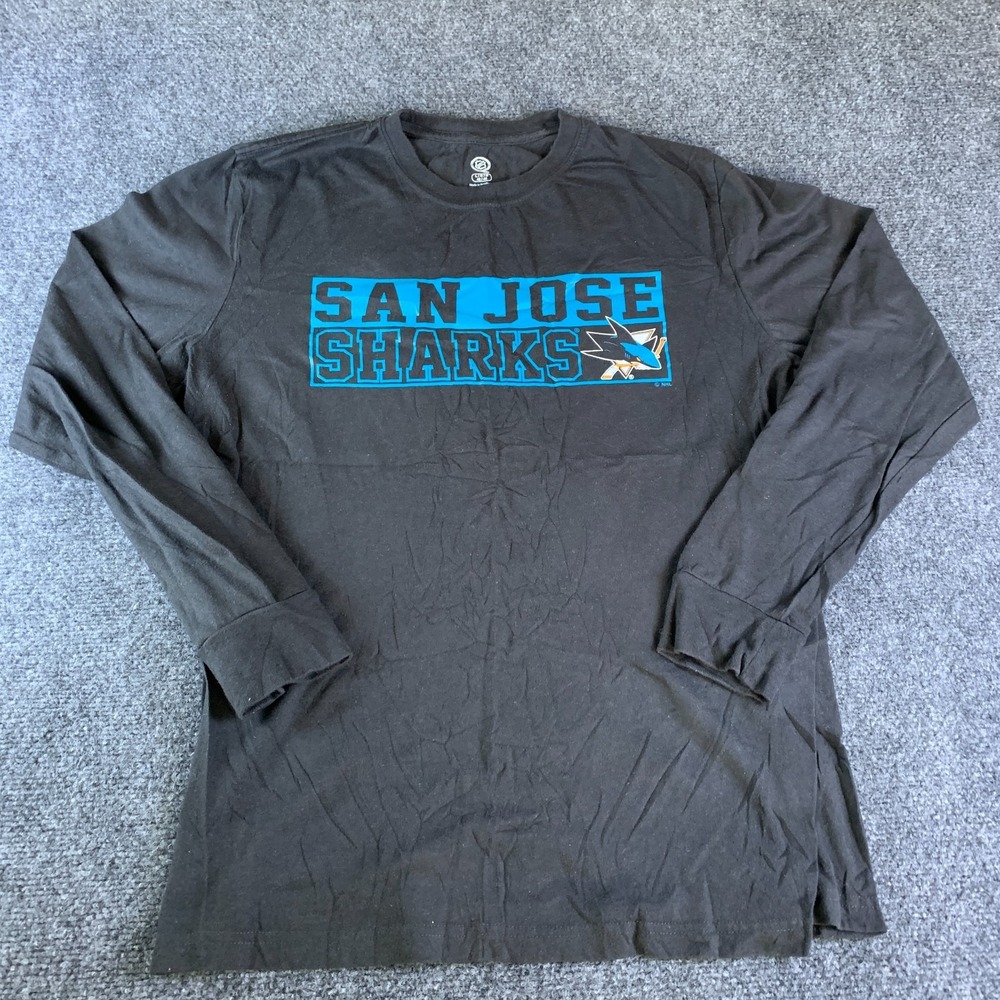 NHL San Jose Sharks Shirt Mens Large Black Good Long Sleeve Graphic Pullover
